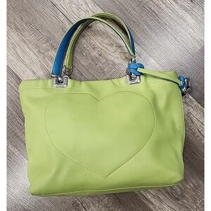 Brighton Small Leather Reversible Purse, Heart Stich Lime Green